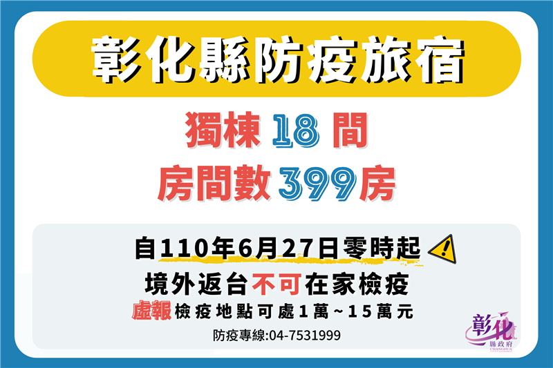 自6/27 零時起，境外返台不可在家檢疫