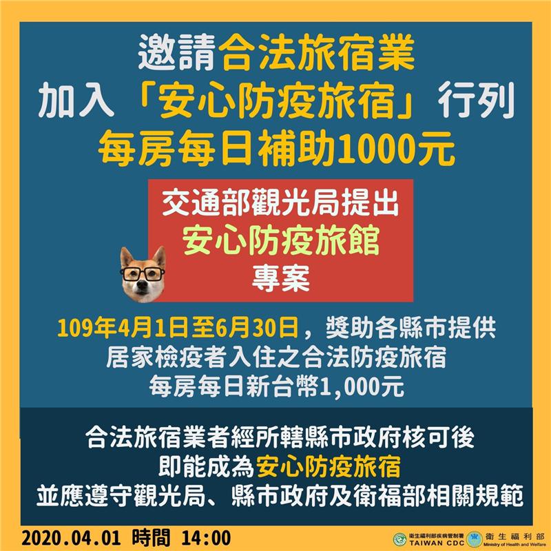 简邀请旅宿业「安心防疫」，每房每日补助1,000元